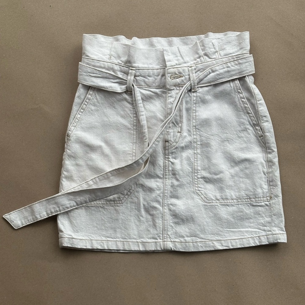 FREE PEOPLE White Belted Skirt